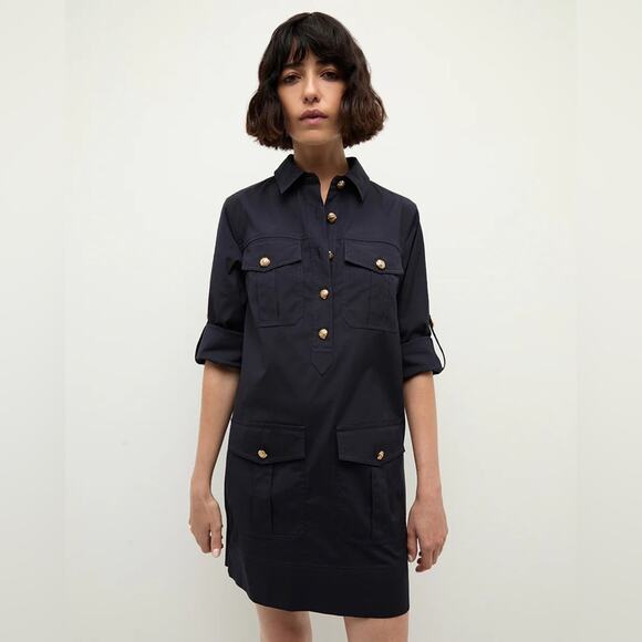 Veronica Beard Saude Dress in Navy 2 - Picture 1 of 7